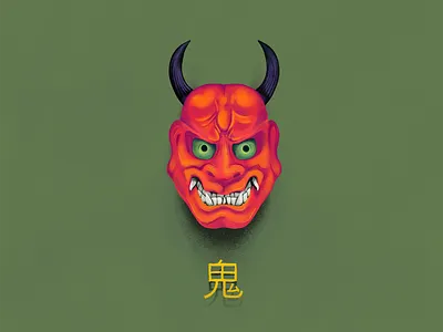 Oni Mask | Procreate Illustration demon design illustration japanese mask oni procreate yōkai
