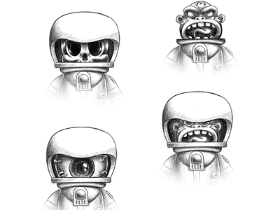 MAD Astro-Ape head options character design digital sketches mascot design toy design