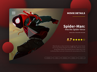 Spider-man Movie app banner concept dark design futuristic header movie movie app movie card ui ux web