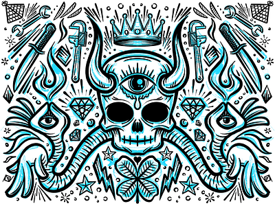 Mirrored doodle skull