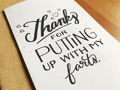 THANKS calligraphy card farts hand lettering thanks typography valentines day