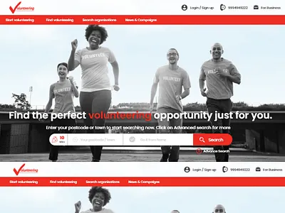 Volunteering search website home page search volunteering web web ui website