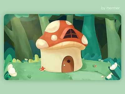 forest flower forest green illustration mushroom