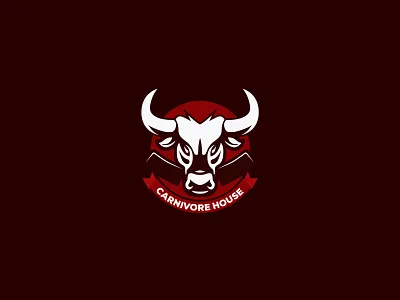 CARNIVORE HOUSE aggresive beef bull bull logo burger carnivore character clean creative design editable elegant graphic idea innovation logo mascot minimal