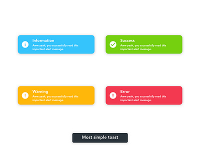 Toast alerts alert alerts card cards message notification toast