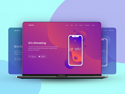 Arcadio App Landing Page Hero Area android android app graphic illustration logo mockup typography ui uiux