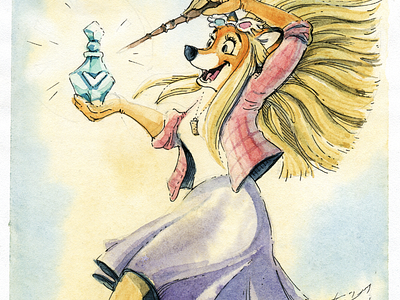 spell aquarelle character character design fanart fox harrypotter illustration love potion lovegood postcard sketch watercolor