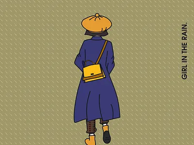 Girl in the rain illustration