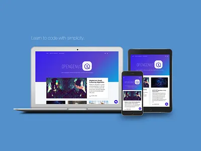 Opengenus IQ branding clean design flat identity illustration illustrator logo minimal typography ui ux web website