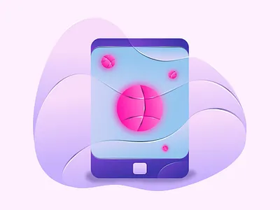 Dribbble brand branding design dribbble flat gradient graphic hello hello dribbble icon identity illustration illustrator minimal modern msaifulhak musafeer purple smartphone ui