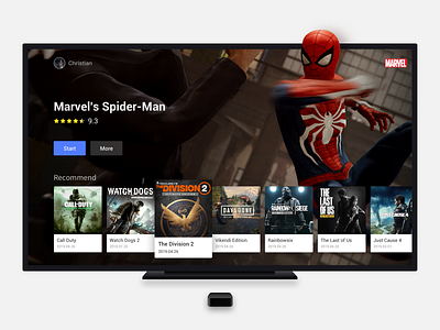 TV Shows card design game marvel ps4 spider man tv ui ui ux