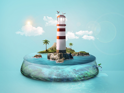 Lighthouse artwork composing digital imaging manipulation photoshop