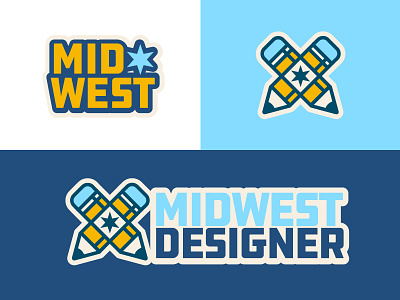 Midwest Designer Brand badge brand flat logo mark midwest midwest type minimal pencil prarie simple star typography