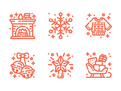Christmas Icons bells christmas fire fireplace gifts holiday icon icons illustration jingle jingle bells jumper presents sled sleigh snow snowflake star sweater winter