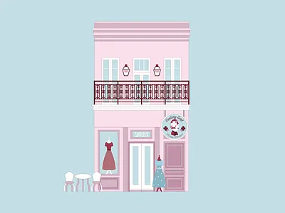 Century Girl Vintage architecture boutique building design historical illustration louisiana new orleans nola shop vector vintage