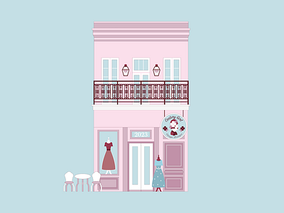 Century Girl Vintage architecture boutique building design historical illustration louisiana new orleans nola shop vector vintage