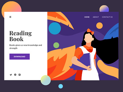 Readingbooks banner book girl illustation reading typography uidesign