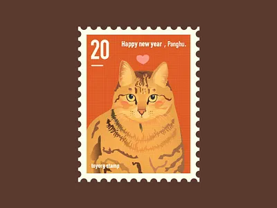 Cat stamp 平面 插画 设计