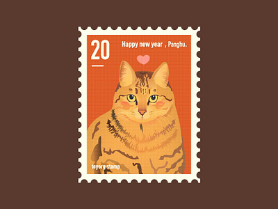 Cat stamp 平面 插画 设计