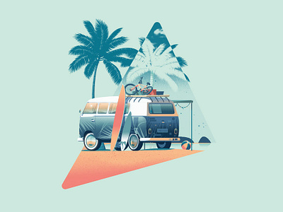 Playa Pura Vida beach ocean palm sand summer sunny surf surfing travel vw vw van