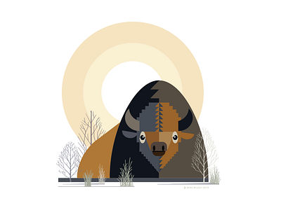 Bison_drib abstract bison buffalo design designwisely illustration mikebruner simplistic