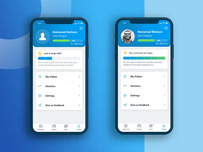 Job Seeker Profile design employee engagement gamification ios app design job seeker mobile app design product design profile progress bar recruitment ui ux
