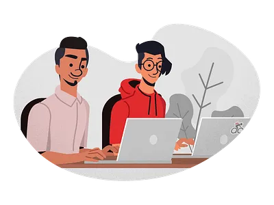 work place characterdesign concept design doodle flat illustration vector