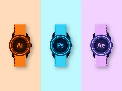 Adobe Watches Concept Illustration adobe aftereffects adobe illustrator adobe photoshop artwork branding icon illustration illustrator letter logo logomark logotype mark