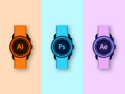 Adobe Watches Concept Illustration adobe aftereffects adobe illustrator adobe photoshop artwork branding icon illustration illustrator letter logo logomark logotype mark