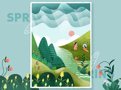 谷雨 design flower illustration girl illustration material rain sketch spring symbol ui