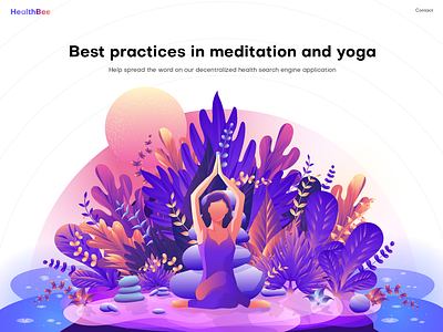 Yoga Illustration digital art hero image illustration home page illustration illustration landing page art leaf ui illustration vibrant color illustration women yoga illustration