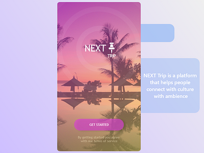 Next Trip - SingAvi android android app android app design app art button button design design design app get started location logo next splash splash screen terms trip triple uidesign xml