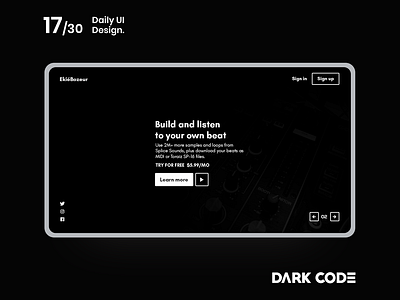 Dark Code Daily Ui 30 - Day 17 beatmaker dailyui dark code design design concept dribbble interface interface design landing design landing page landing page concept music ui uiux design ux ux designer ux ui design web website