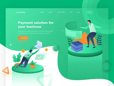 SmartPay Illustration Exploration blockchain character crypto design digital finance financial header hero illustration isometric landing website