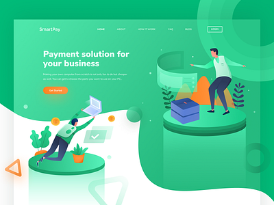 SmartPay Illustration Exploration blockchain character crypto design digital finance financial header hero illustration isometric landing website