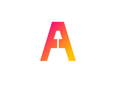 Letter A logo design gradient icon lamp logo