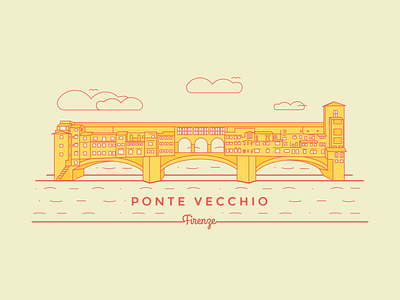 Ponte Vecchio adobe illustrator adobe illustrator cc bridge design firenze florence graphic design illustration italia italy orange ponte vecchio red vecchio bridge vector yellow