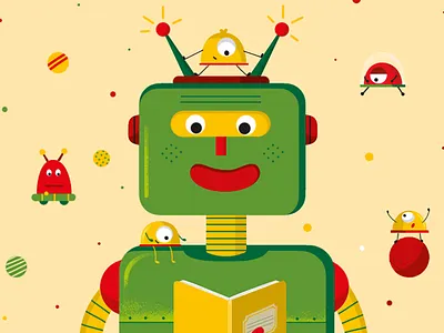Bookmark book art bookmark design illustration robot