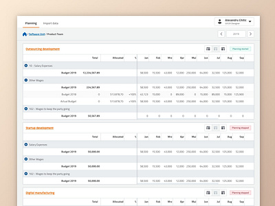 Data Tables Exploration columns data financial rows tables ui web