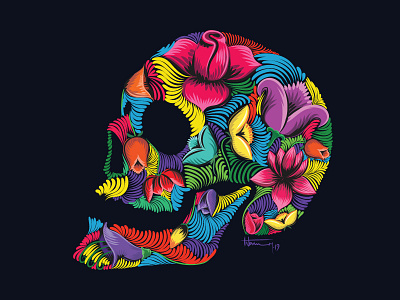 Skull adobe illustrator bangladeshi cg painting colourful ghost experiment fine arts flower ghost graphic design human illustration painting pop art poster rickshaw painting skeleton skull t h tonmoy traditional urban folk art