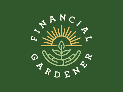 Financial Gardener Badge badge badge logo brand financial gardener hands leaf logo sun