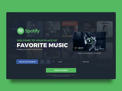 Daily IU 001 - Sign Up concept for Spotify 100 daily ui 100 day challenge 100 day ui challenge 100 day ui design challenge daily 100 daily ui daily ui 001 design graphic design inspiration music music app sign up ui uidesign user interface user interface design ux web web design
