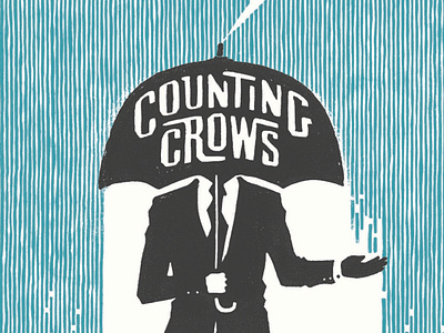 Counting Crows Rain King concert poster counting crows gig poster lino print linocut linoleum rain king rock poster art rockswell von freter