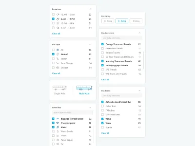 Paytm Bus Search Filters booking bus filters icon search template travel trip trip planner type uidesign ux design web