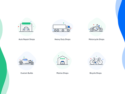 Shopmonkey Icons admin app crm software design empty states gradient icon illustration illustrator inspiration landing page marine bicycle mobile saas cms shop auto repair ui vector web website