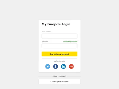 Email / Social Media Login Card account creation call to action card design desktop e commerce mobile social buttons type typography ui ux web