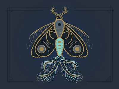 Moth No. 2 antenna bug coremata dark gold illustration insect moth specimen vector wings