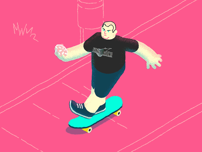 Developer on wheels! after effects character character design deckard977 developer final fantasy final fantasy vii grains joysticksnsliders mauro mason motion graphics motiondesign noise rubberhose skate skateboard web developer