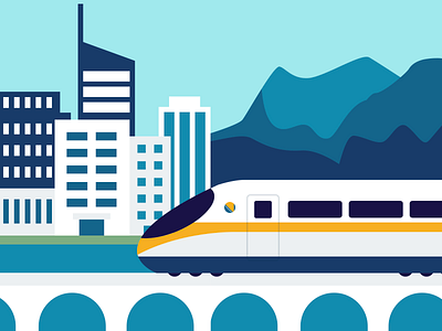 Train blue bosnia city clean colors digital art digital illustration future futuristic illustration landscape minimal