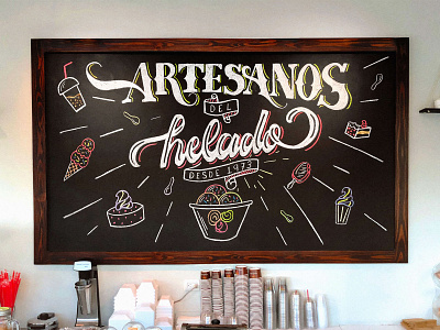 Artesanos del helado - Lettering chalkwall chalk chalk board chalk lettering illustration lettering